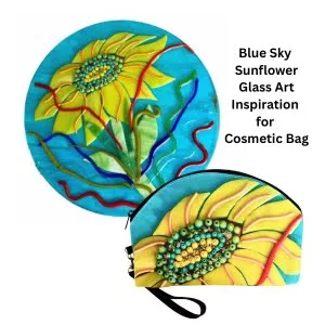 Glass art, sunflower, cosmetic bag, glass inspired printing,gifts for mom, gifts